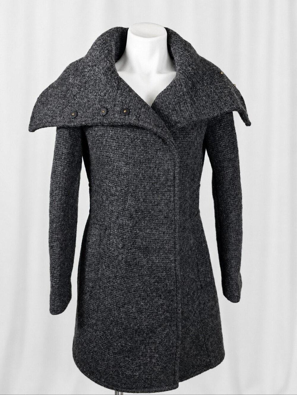 Cole Haan Signature Wool Blend Coat | Sz 4 | NWOT | Designer Gray Winter Peacoat